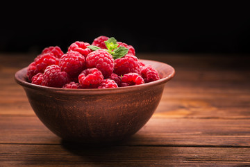 Red fresh raspberries