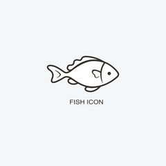 Fish logo template for design. Icon of seafood restaurant. Illustration of graphic flat style