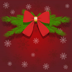 Red Christmas background with branches of spruce and space for text. EPS 10