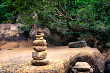 Fototapeta na wymiar stones in balance and peace in nature in thailand island