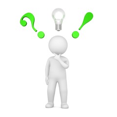 thinking man thinking people questions answers isolated on white