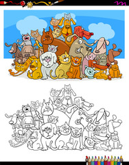 cats and dogs characters color book