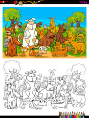 Obraz na płótnie Canvas dogs and cats characters group color book