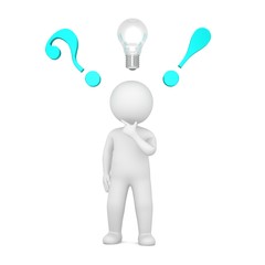 brainstorming people man with idea solution isolated on white