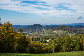 View on the Solina at autumn, Bieszczady, Poland