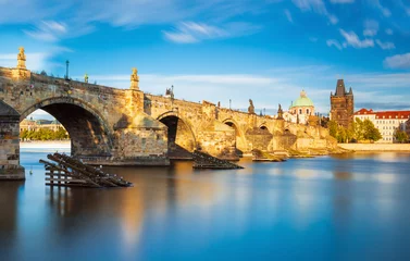 Printed roller blinds Charles bridge with statues at the sunrise,Prague, Czech Republic