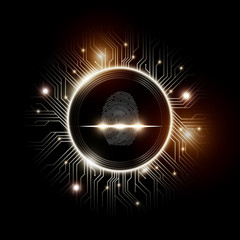 Fingerprint scan with abstract Futuristic Technology Background, Security system concept, vector illustration