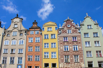Fototapeta na wymiar Old, historic townhouses in the Polish city of Gdansk