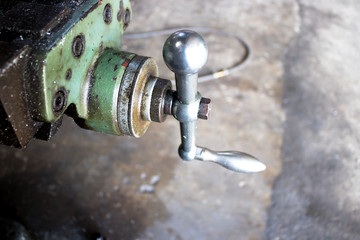 measurement scale of the lathe platform with metal swivel