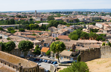 Obraz premium View of Carcassonne from the fortress - Languedoc, France