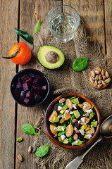Spinach mandarin beet Feta pistachios salad