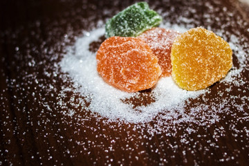 Colored sweets in sugar.