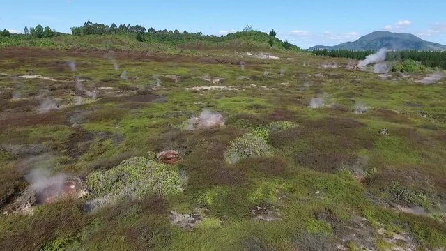 Aerial Drone moving fast forwards over Craters of the Moon National Monument in USA Landscape 4k 