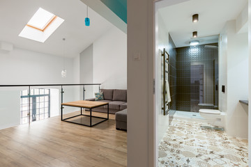 Bathroom and simple living room