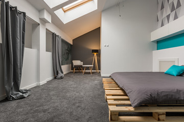 Bedroom with pallet bed