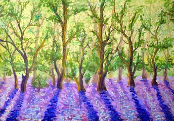 Forest, watercolor paintings landscape