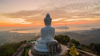 Stunning panoramic view of Phuket big Buddha in the morning.Phuket Big Buddha is one of the island most important and revered landmarks on the island. © Narong Niemhom