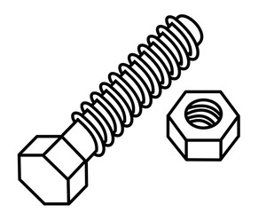 ボルトとナット(線画)