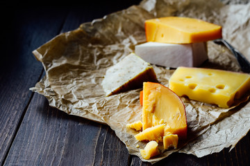 Pieces of holland hard cheese