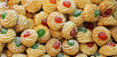 tasty pastries with fruit on top and sweet almond paste