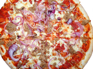 tasty pizza with tuna and onion