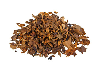 Dried smoking tobacco isolated on a white background