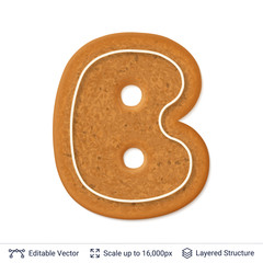 Gingerbread letter isolated on white.