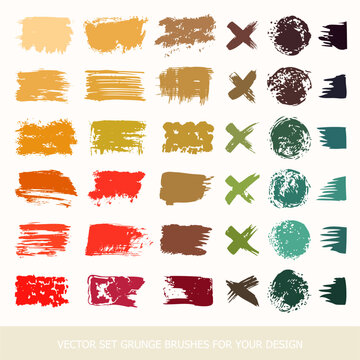 Painted grunge stripes set. Black labels, paint texture. Brush strokes vector. Colored belly labels. Background handmade design elements.