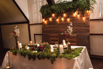 Beautiful rustic decor of wedding table