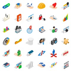 Internet in world icons set, isometric style