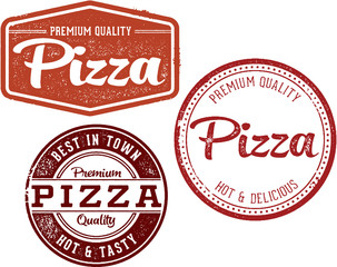 Obraz premium Pizza Restaurant Menu Design Stamps