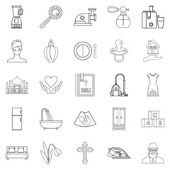 Fototapeta premium Bridal icons set, outline style