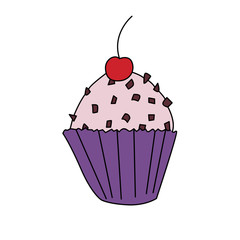 Cupcake icon in cartoon style