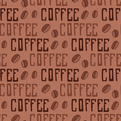 Coffee Seamless pattern. Beige background for cafe brand design