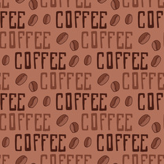 Coffee Seamless pattern. Beige background for cafe brand design