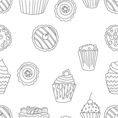 Cupcake seamless pattern in cartoon style