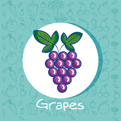 grapes fresh fruit poster with healthy food pattern