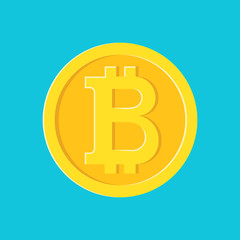 Bitcoin gold coin on color background