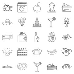 Stag party icons set, outline style