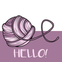 Social media banner with yarn ball. Perfect for knitting and crocheting illustration.