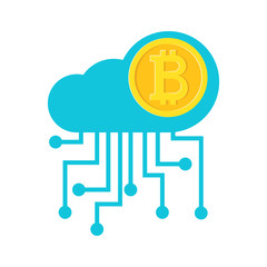 Cloud with microcirculation and bitcoin coin