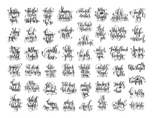 set of 50 hand lettering inscription celebration quotes to winte