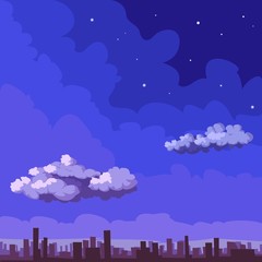 clouds in the night sky over the city