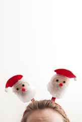 Festive christmas Santa headband on a female head