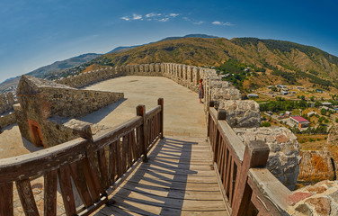 AKHALTSIKHE, GEORGIA - 08 AUGUST 2017: Panoramic view from the tower of Rabati Castle Complex