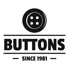 Clothes button dressmaking logo, simple black style