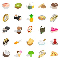 Bad food icons set, isometric style