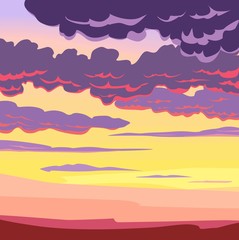  purple clouds in the setting sun