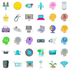 Phone icons set, cartoon style