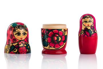Matrioshka or babushkas dolls on a white